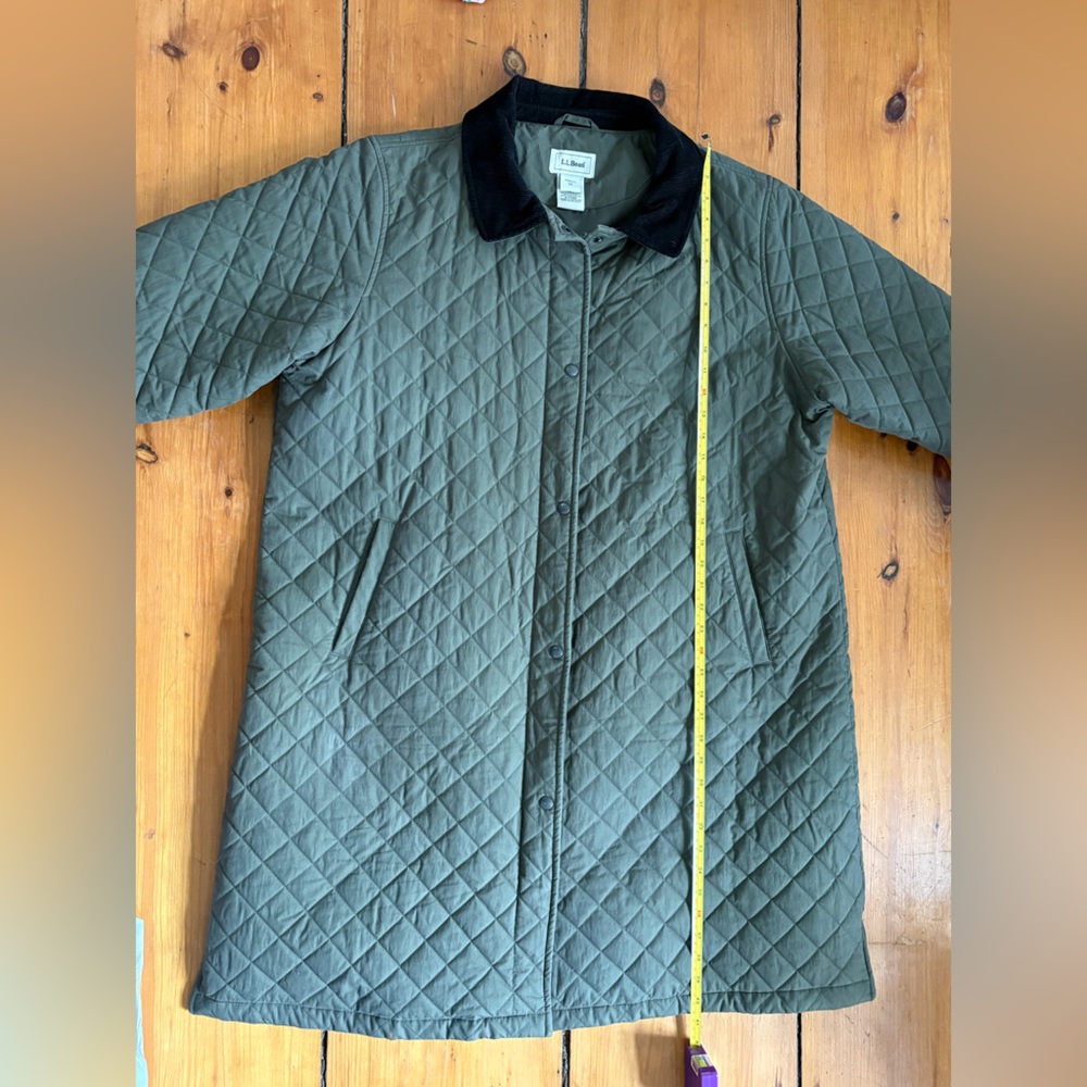 LL Bean Quilted Barn Coat Chore Coat Olive Khaki Green Black Corduroy, Size 3X - Picture 8 of 8
